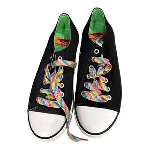 Rocket Dog shoes black with rainbow laces green interior excellent cond 7.5